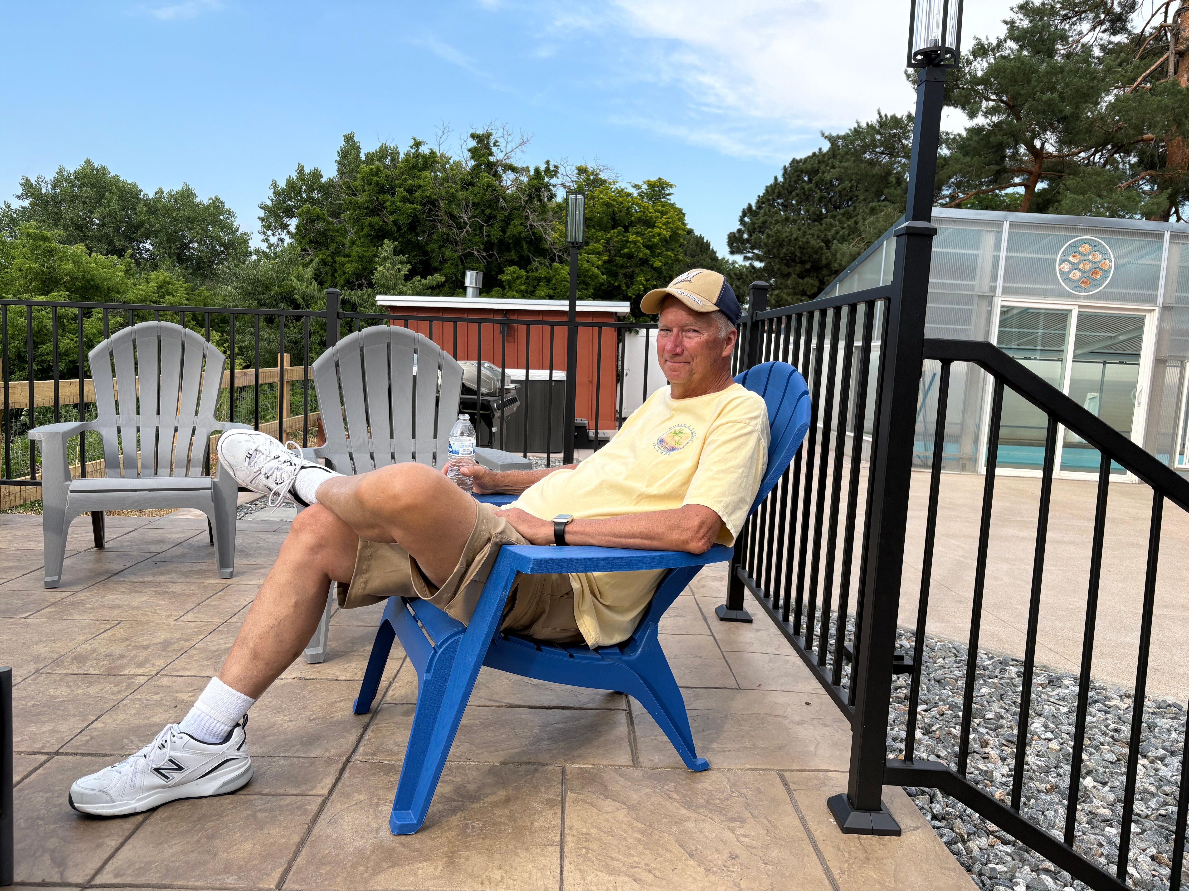 My husband enjoying the deck