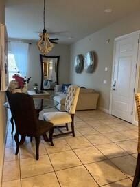Dining area and living room