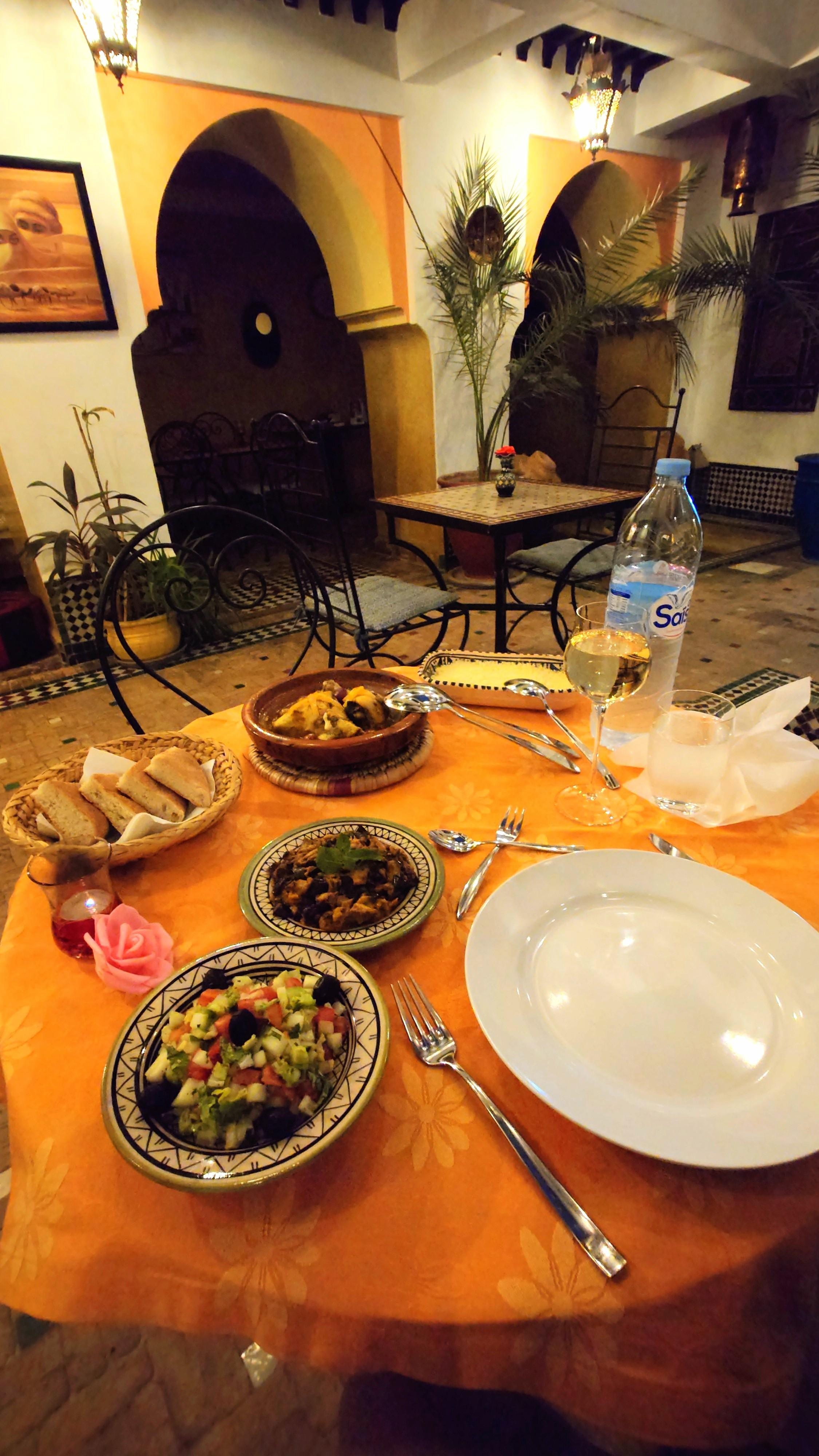Chicken Tajin, aubergine zalouk, tomato salad.
