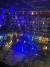 View inside pyramid at night