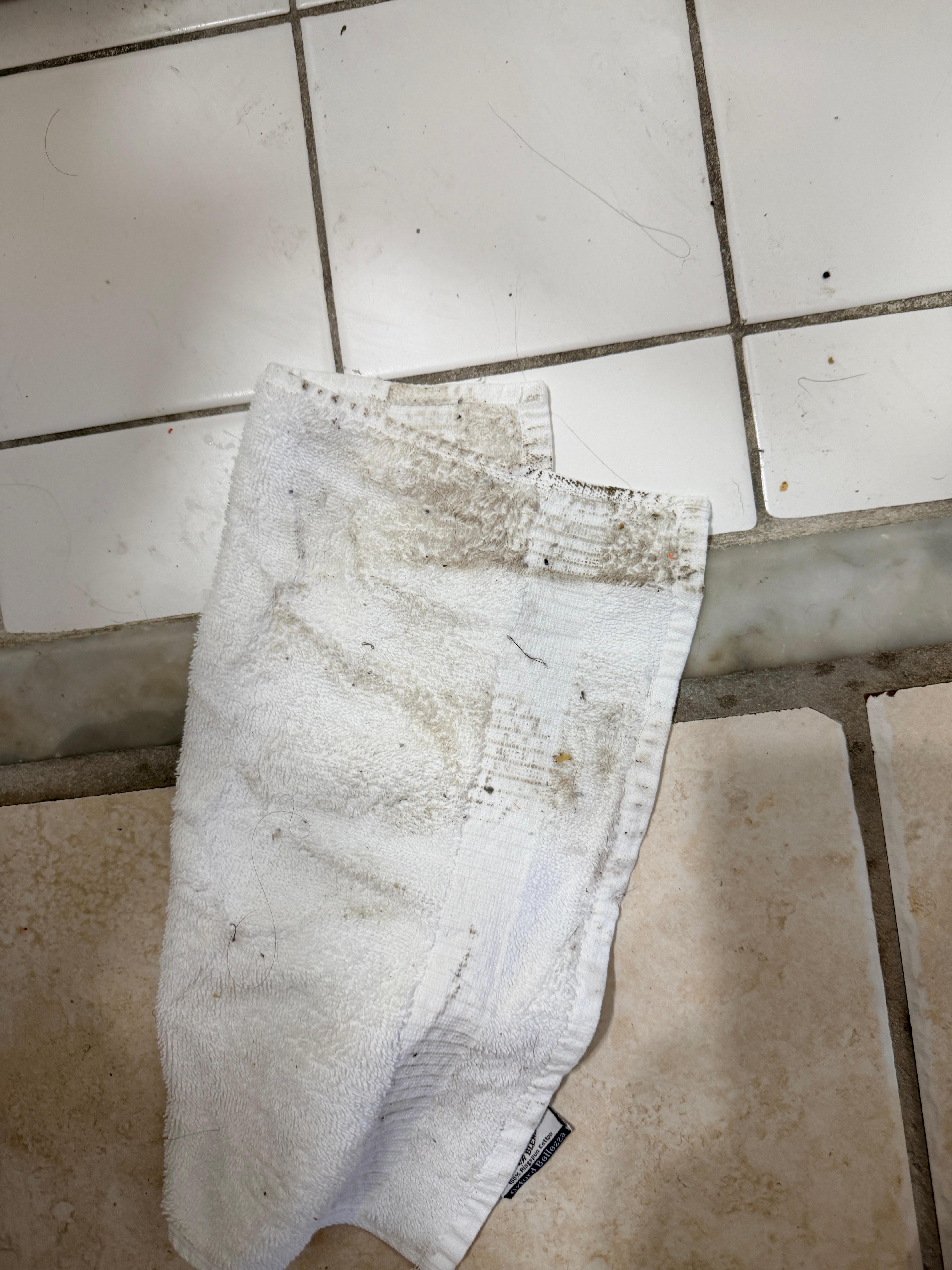 Wiped the floor with wash clothe and this was the result! This was as soon as we arrived!