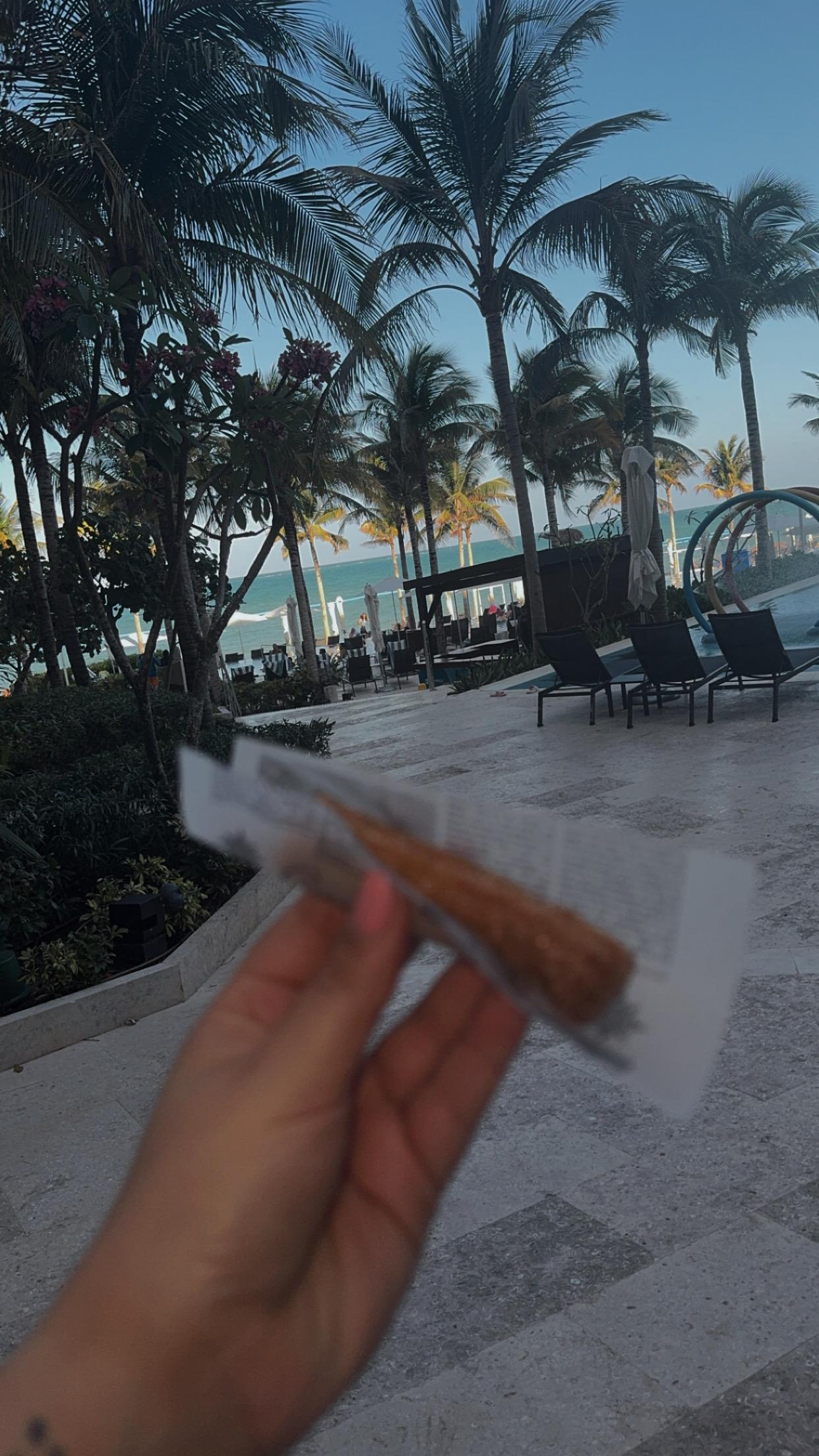 The churros were amazing at the ice cream shop.