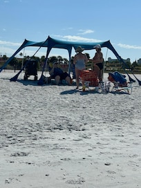 Our set-up right on the beach shoreline