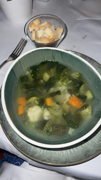 Minestrone in the dining at the hotel