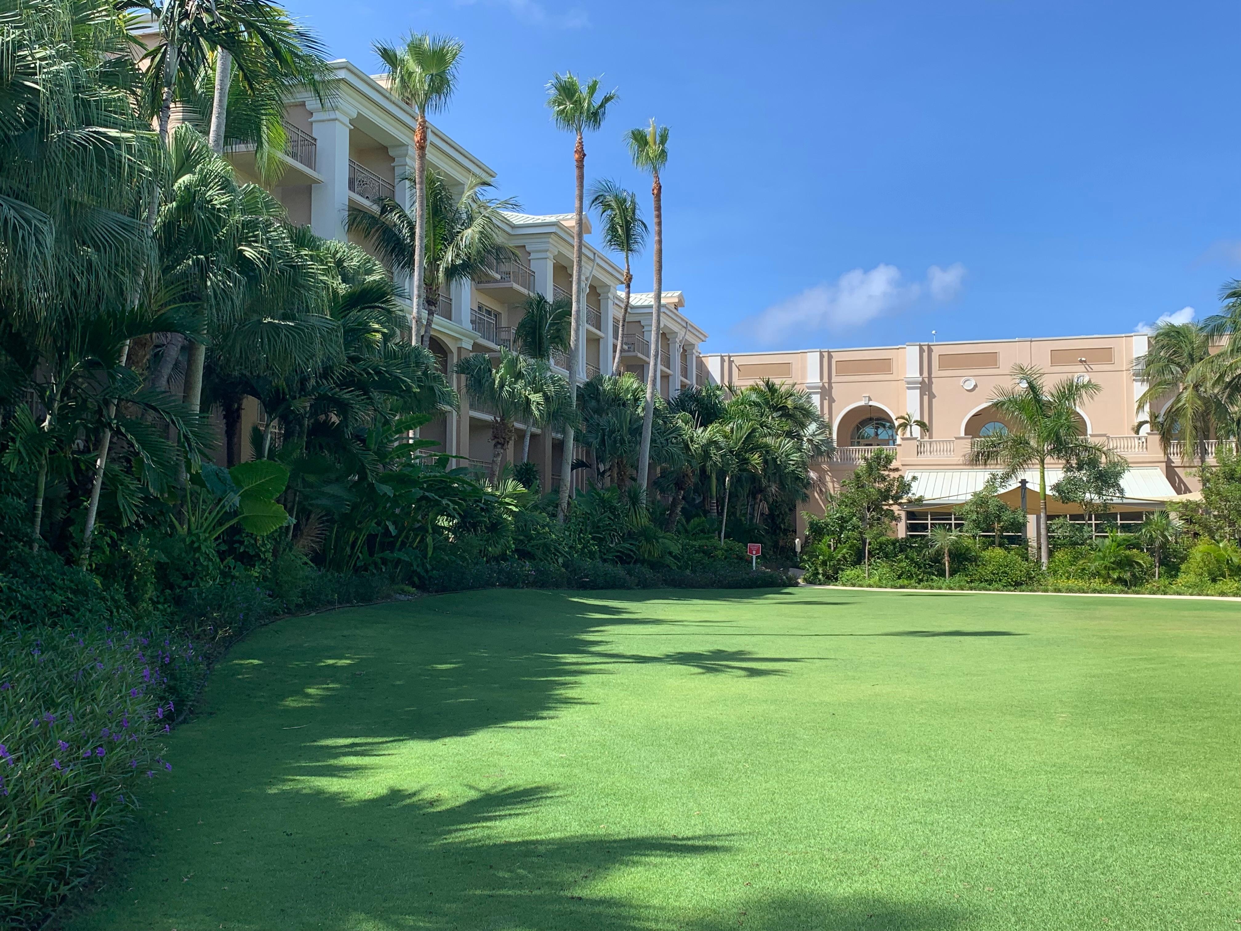 Open grass area behind fitness center, north of east tower 