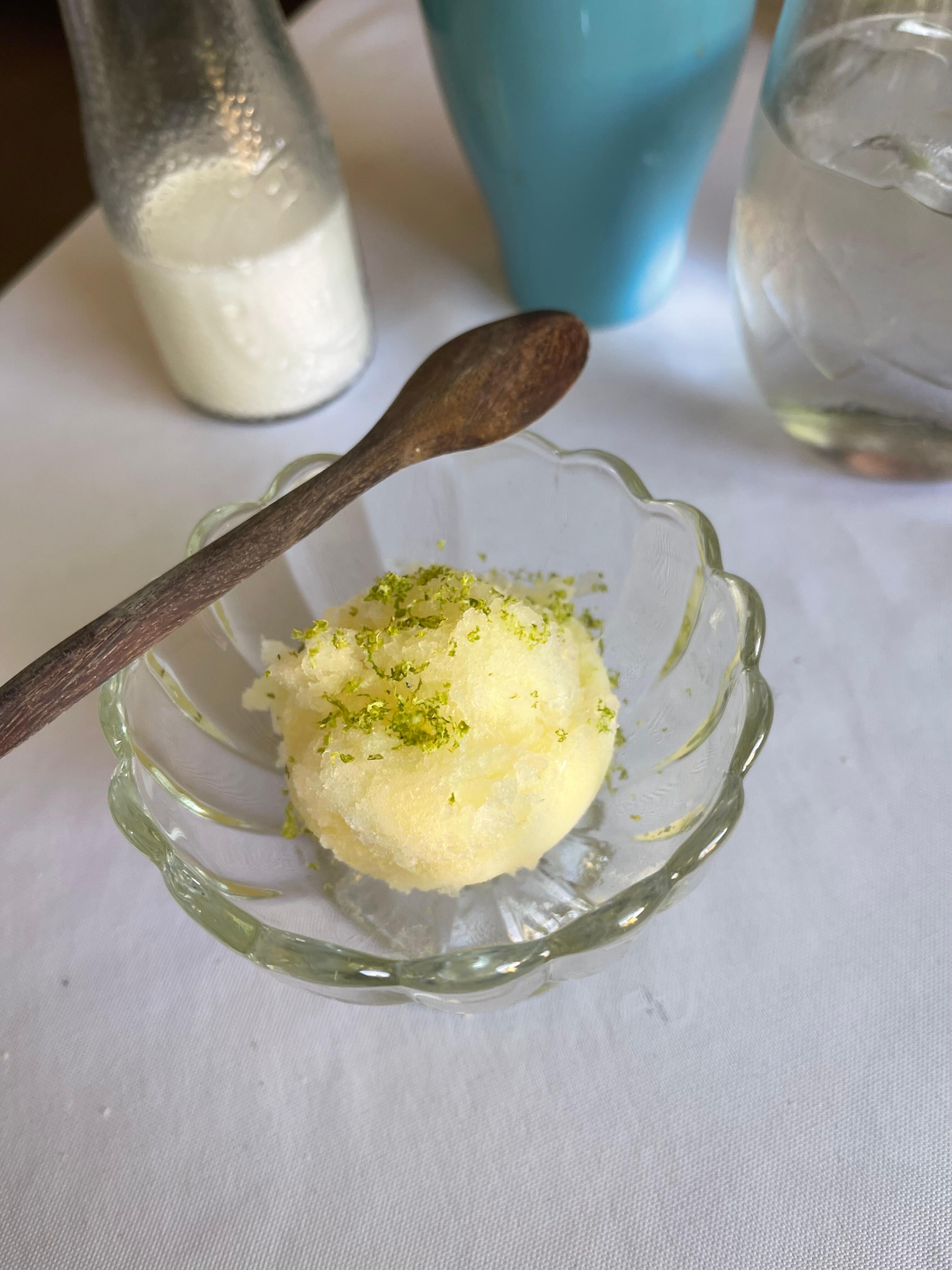Breakfast 3rd course - awesome shaved pineapple coconut lime ice.