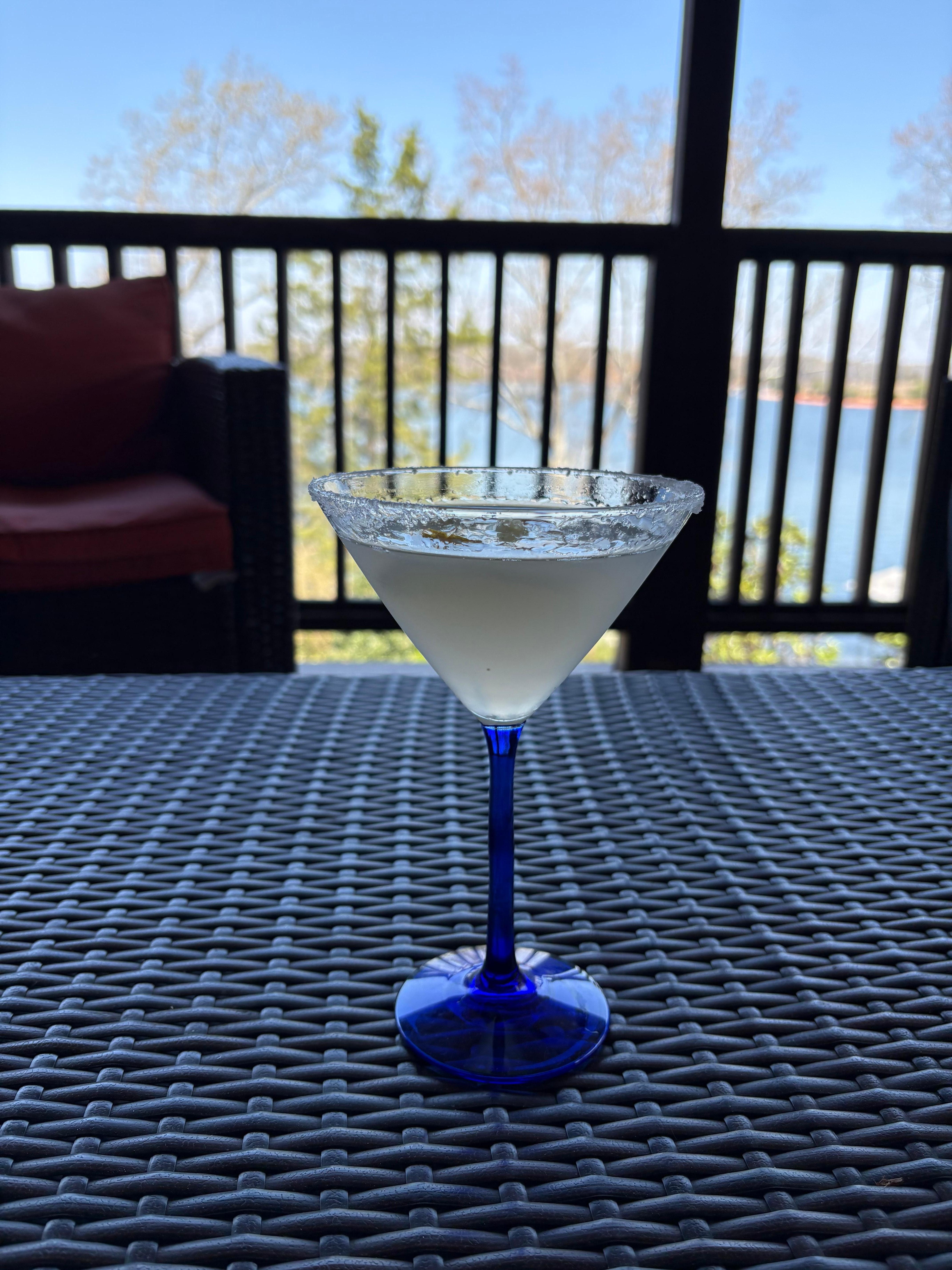 Relaxing with an adult libation. Such a nice place to deflate and lose stress. 