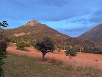Abendblick von der Terasse zu den Bergen