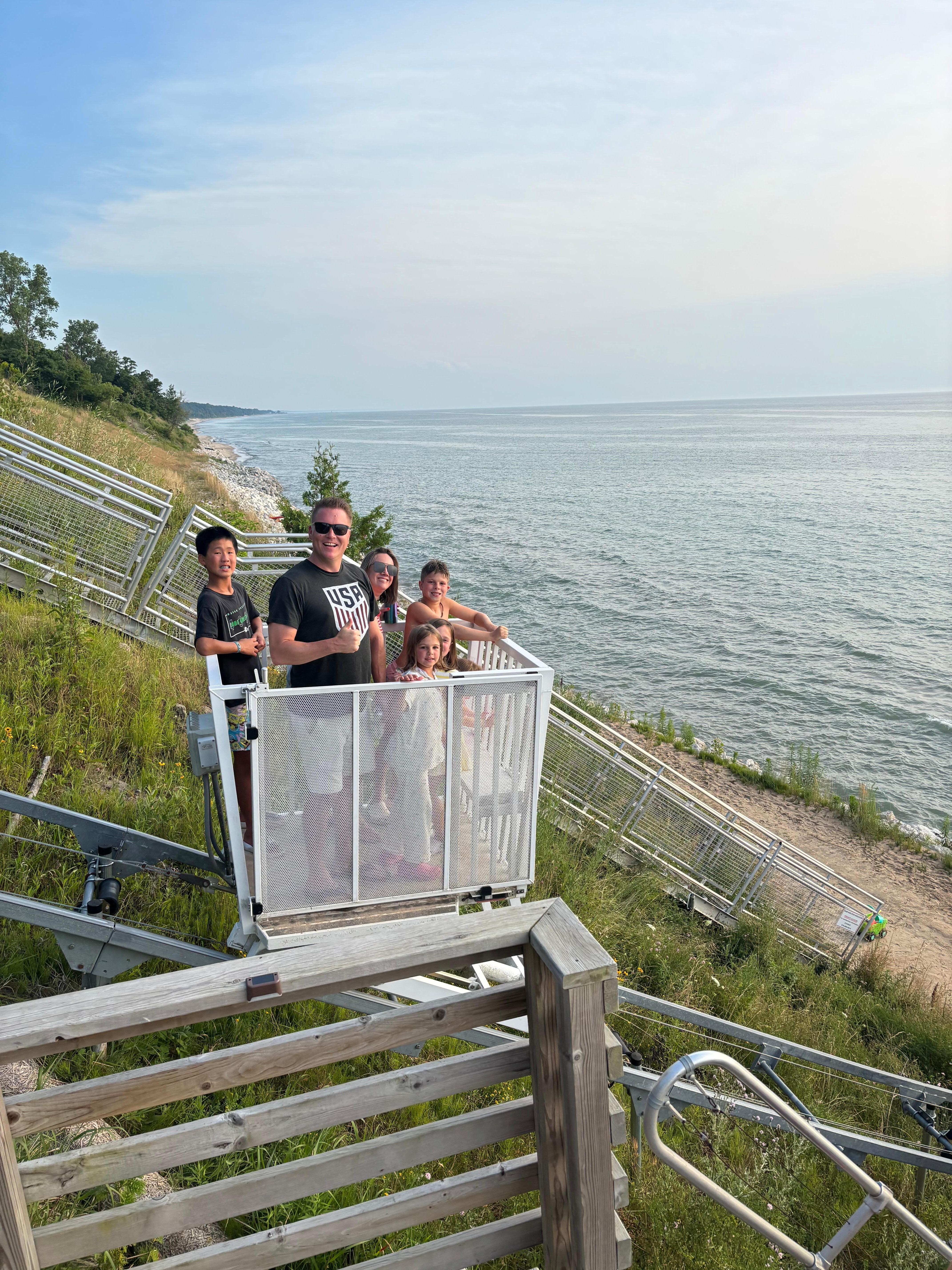 The tram system takes you down to the beach.  Owners provided a key and easy instructions.