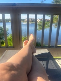 Large back deck with beautiful view. Great for relaxing.