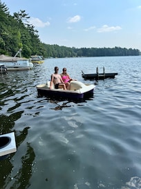 Using the provided paddle boat.