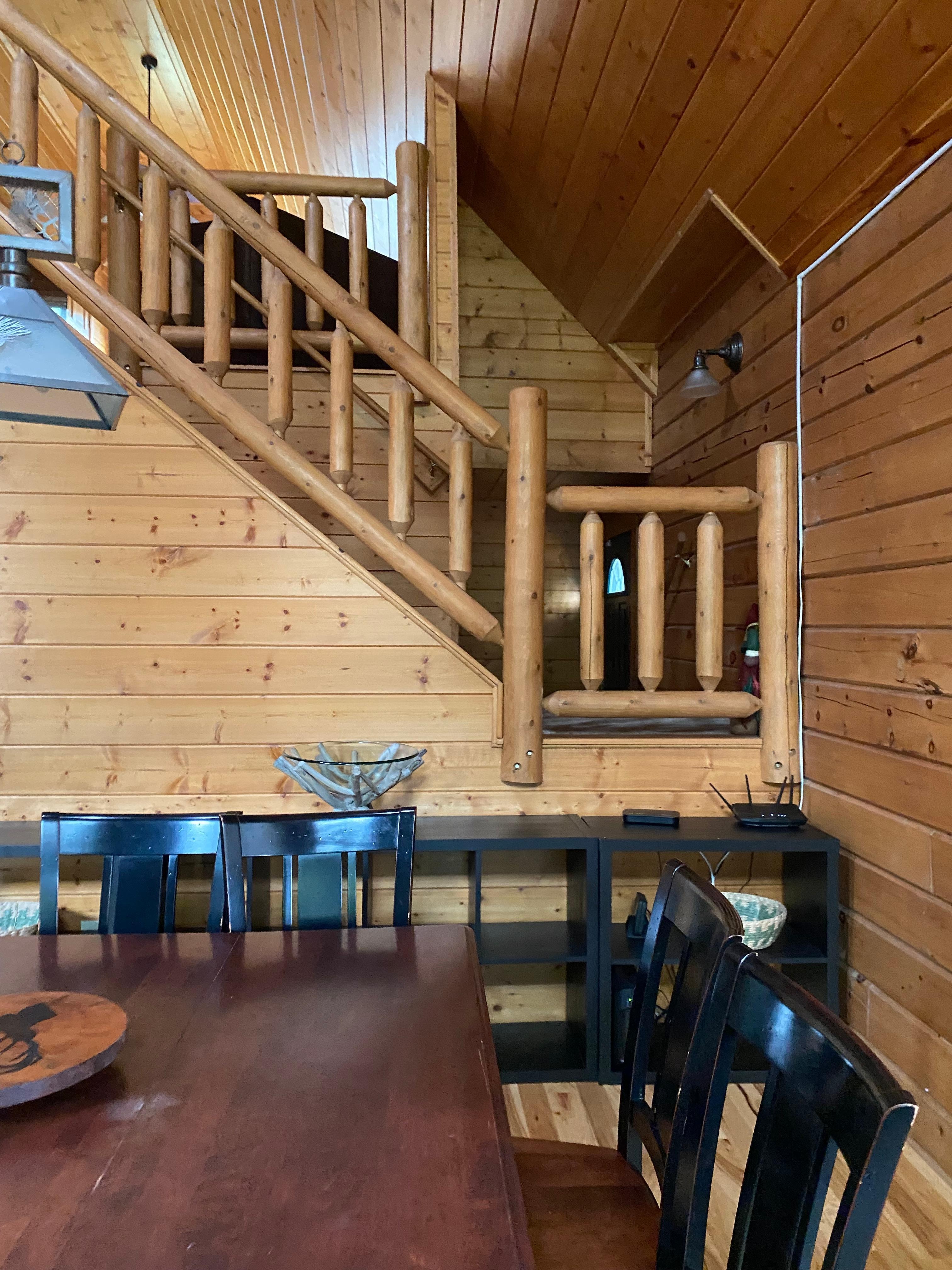 View from front door—stairs that lead up to the master bedroom.