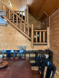 View from front door—stairs that lead up to the master bedroom.