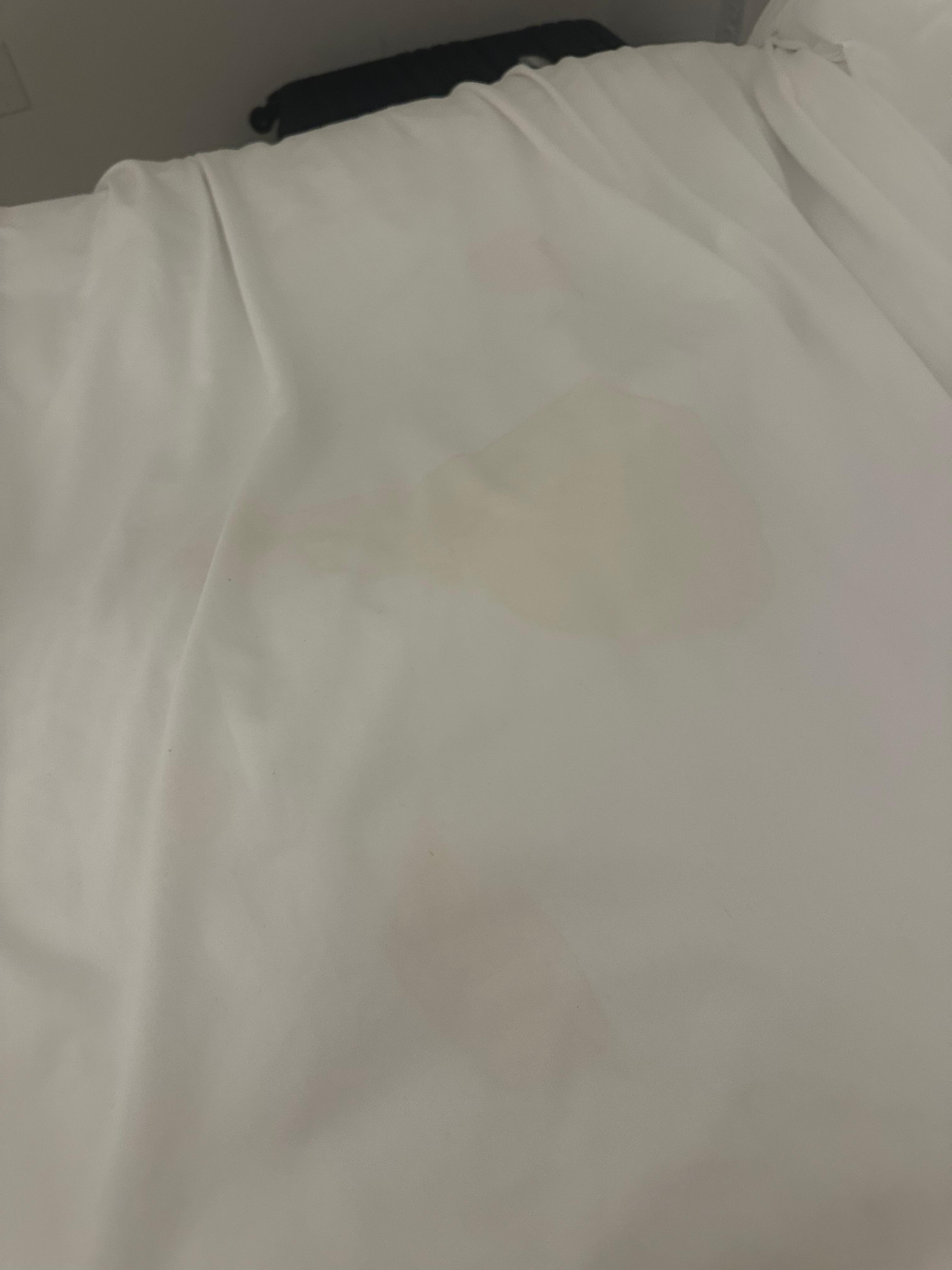 Freshly urine stained sheets and it smells like a porta potty. 