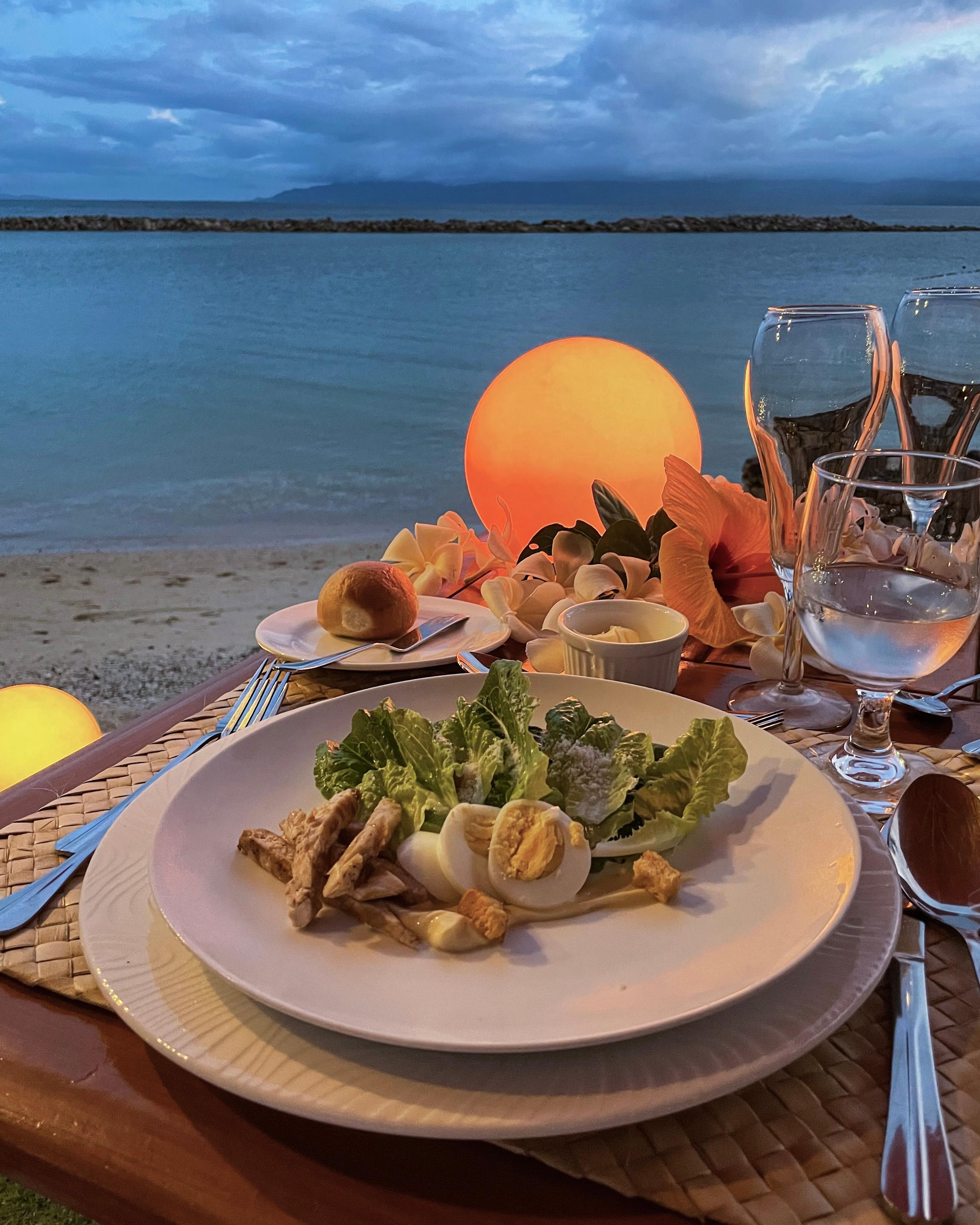 beachside private dinner setup