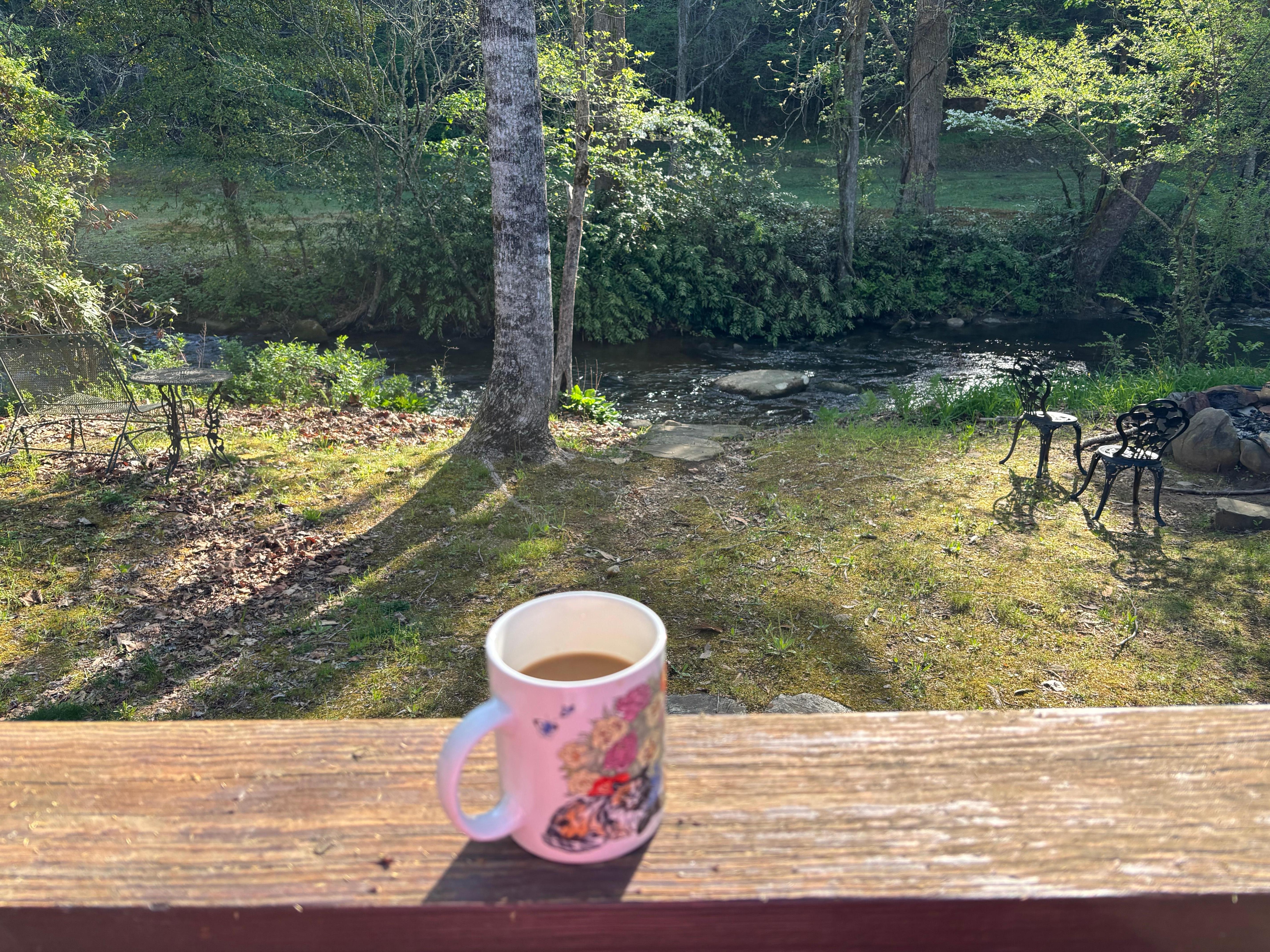 Coffee by the creek. 