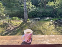 Coffee by the creek.