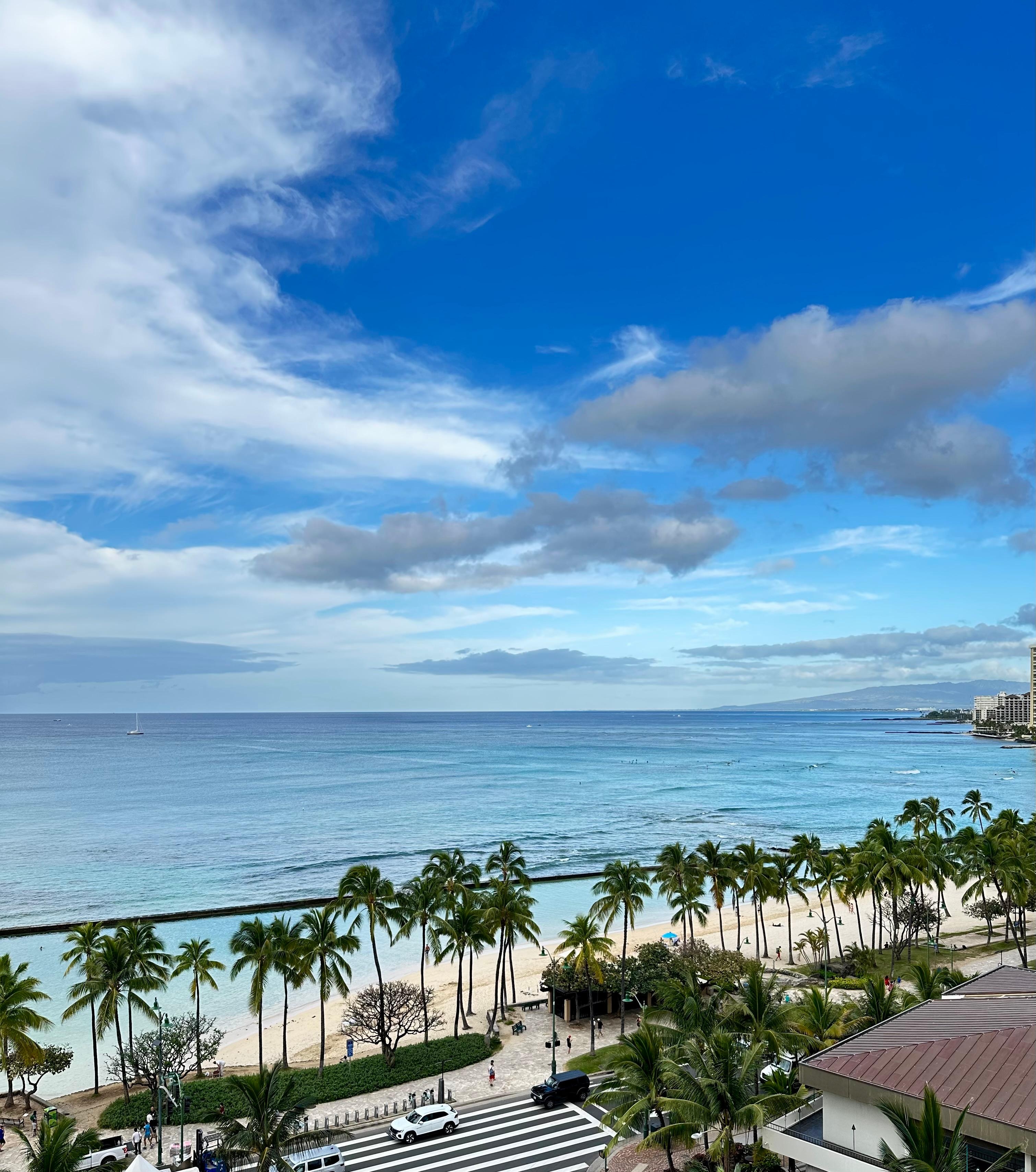 View of Waikiki Beach in the morning from room 1217.