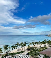 View of Waikiki Beach in the morning from room 1217.