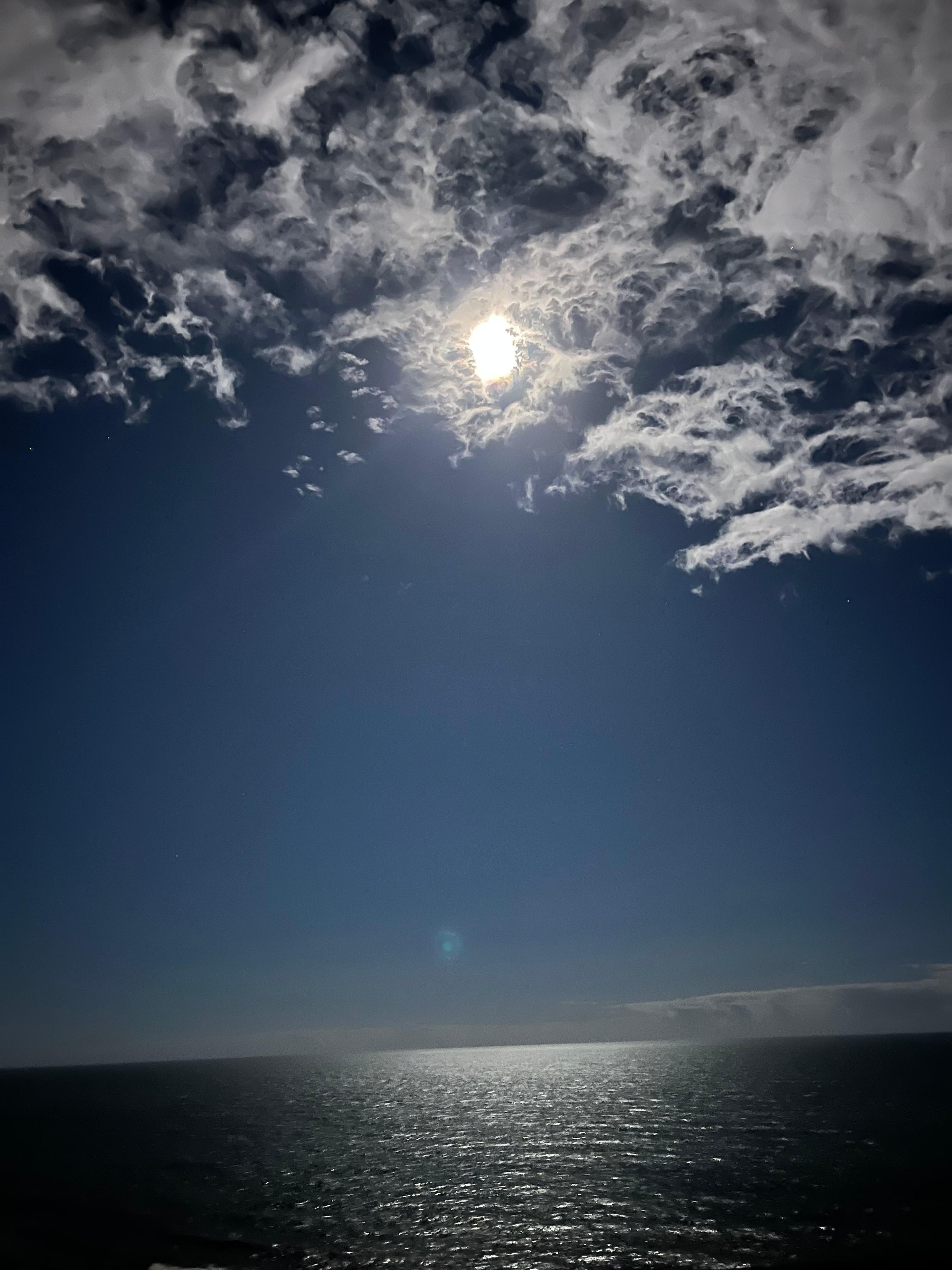 Gorgeous harvest moon and king tides on the beach 