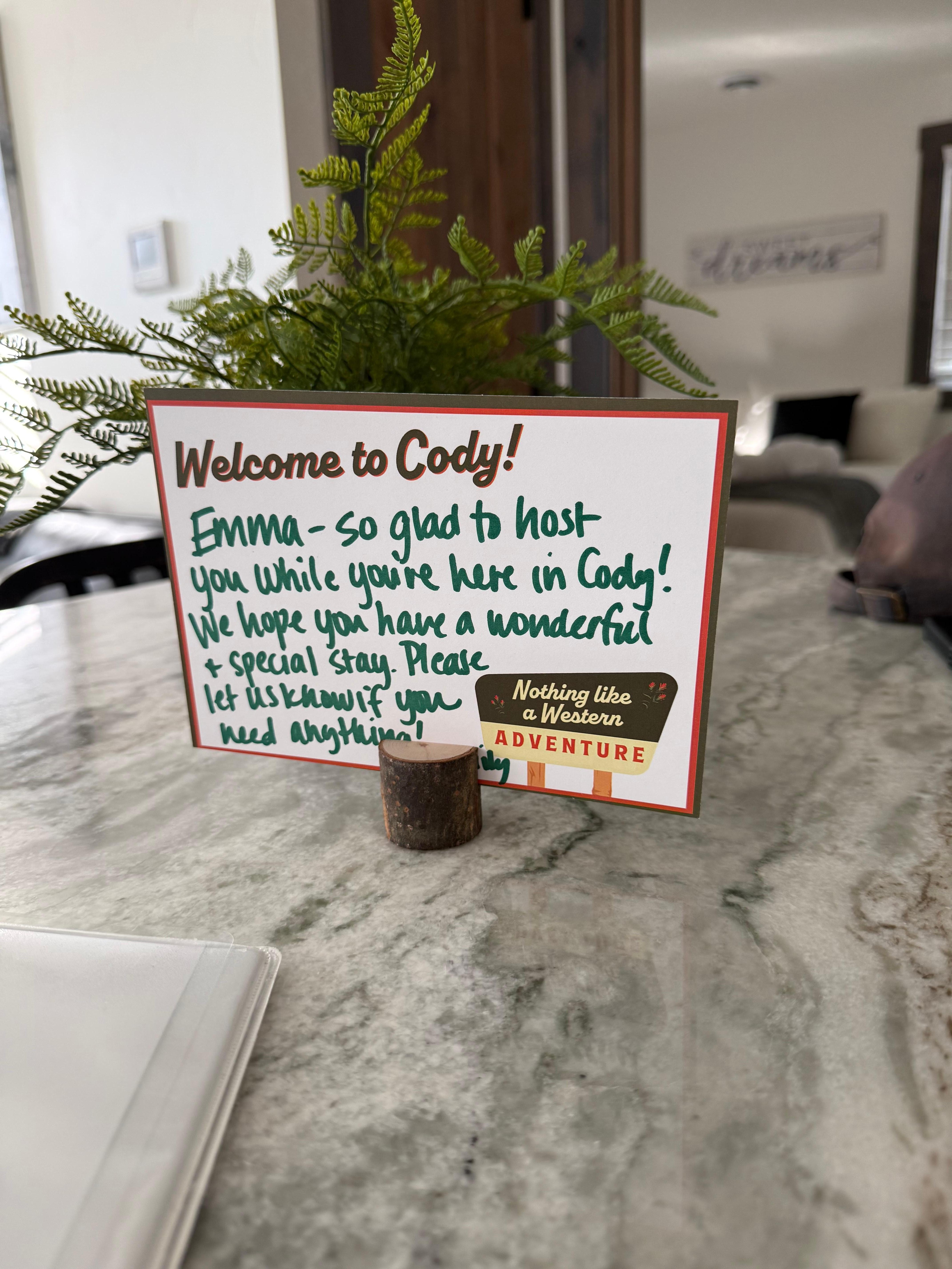 A sweet note to welcome us! 