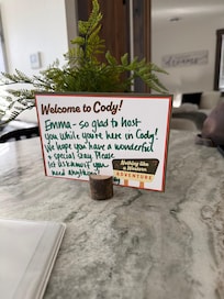 A sweet note to welcome us!