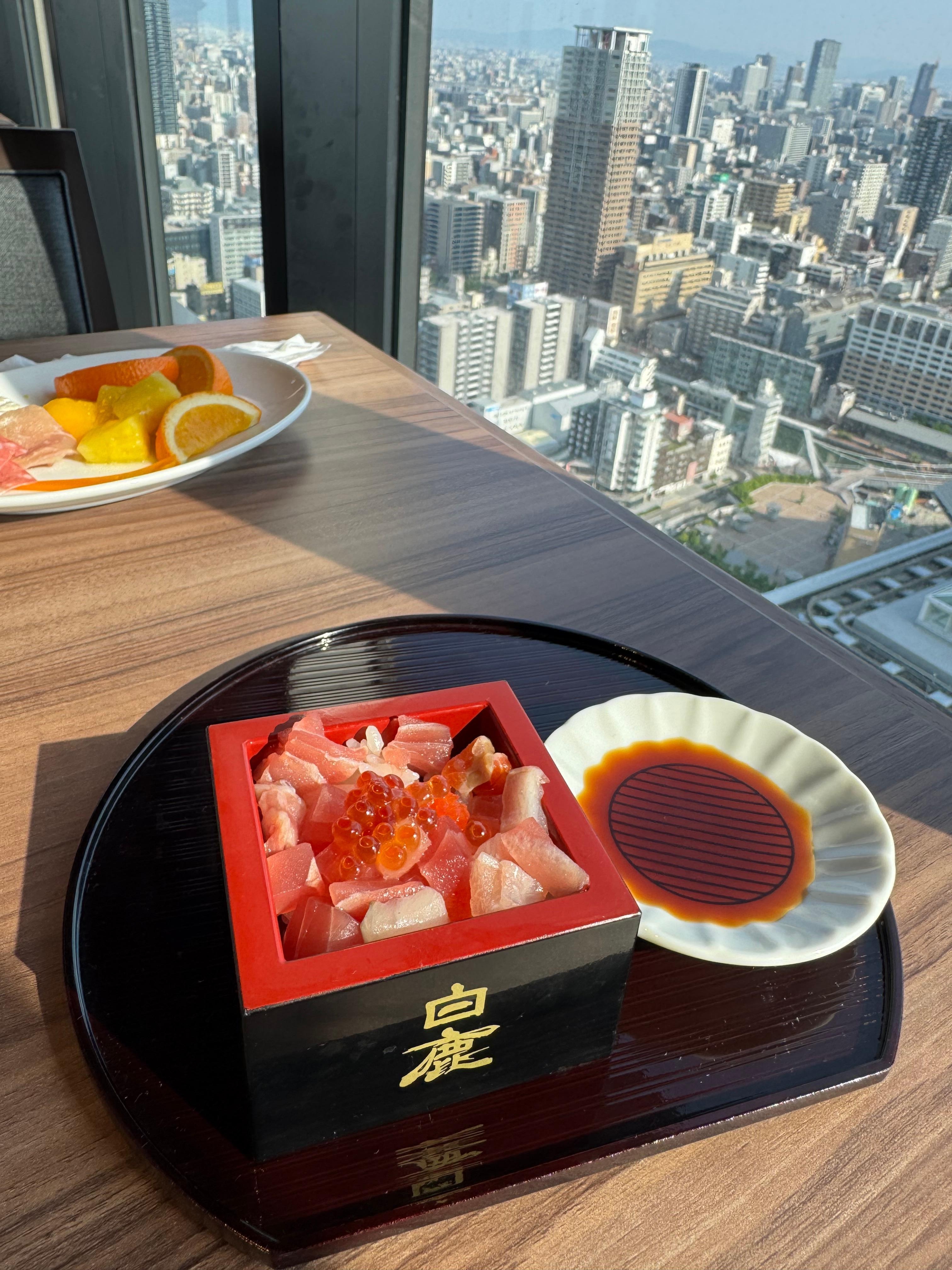 Breakfast food and view.