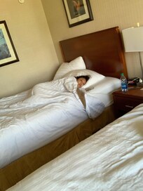 When asked what she liked the best, my youngest said “comfy beds”!