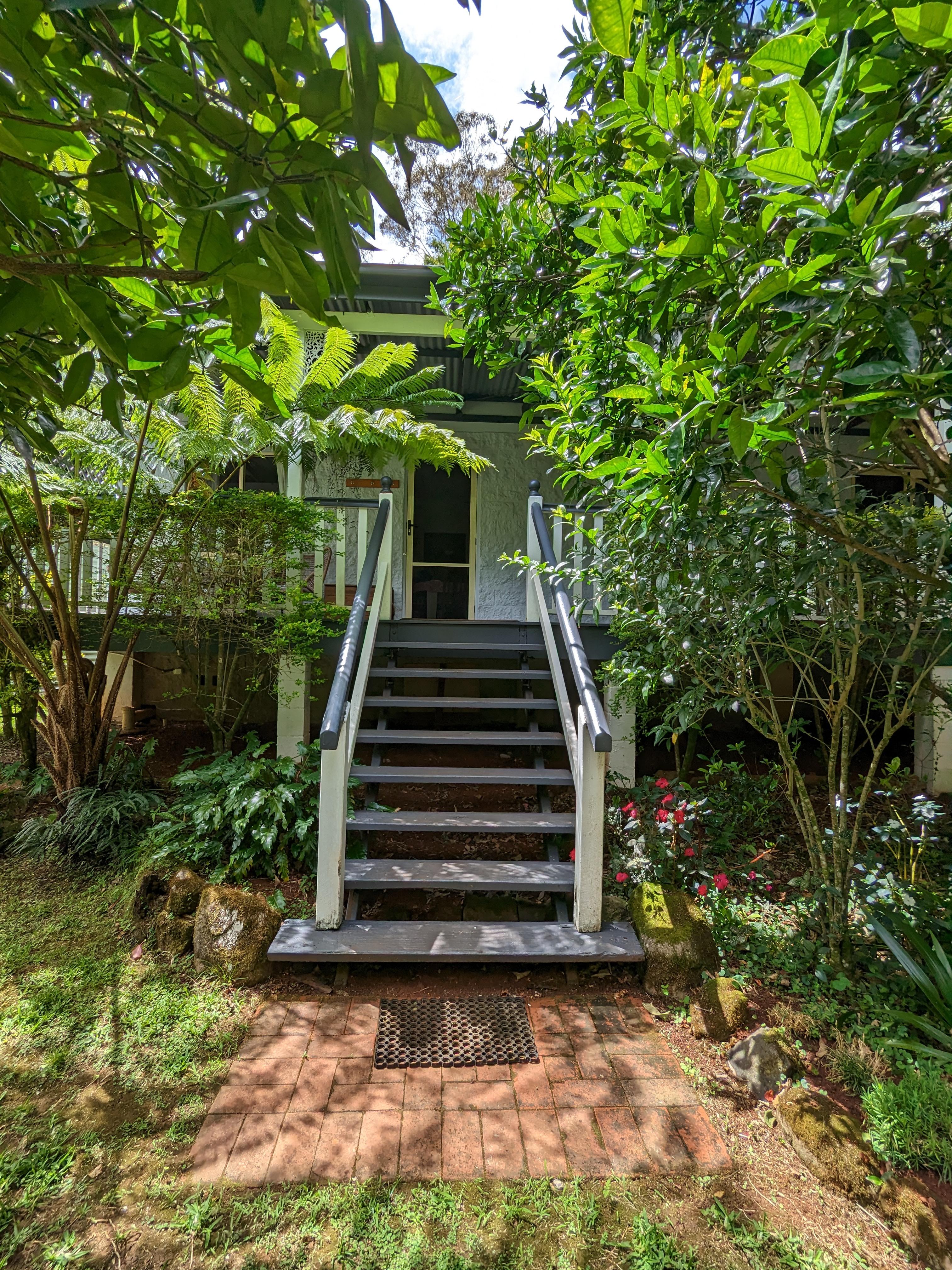 Looking up at the verandah