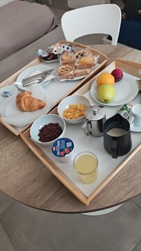 Very good breakfast served in the room.