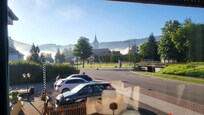 The mist off the lake from ouor breakfast nook