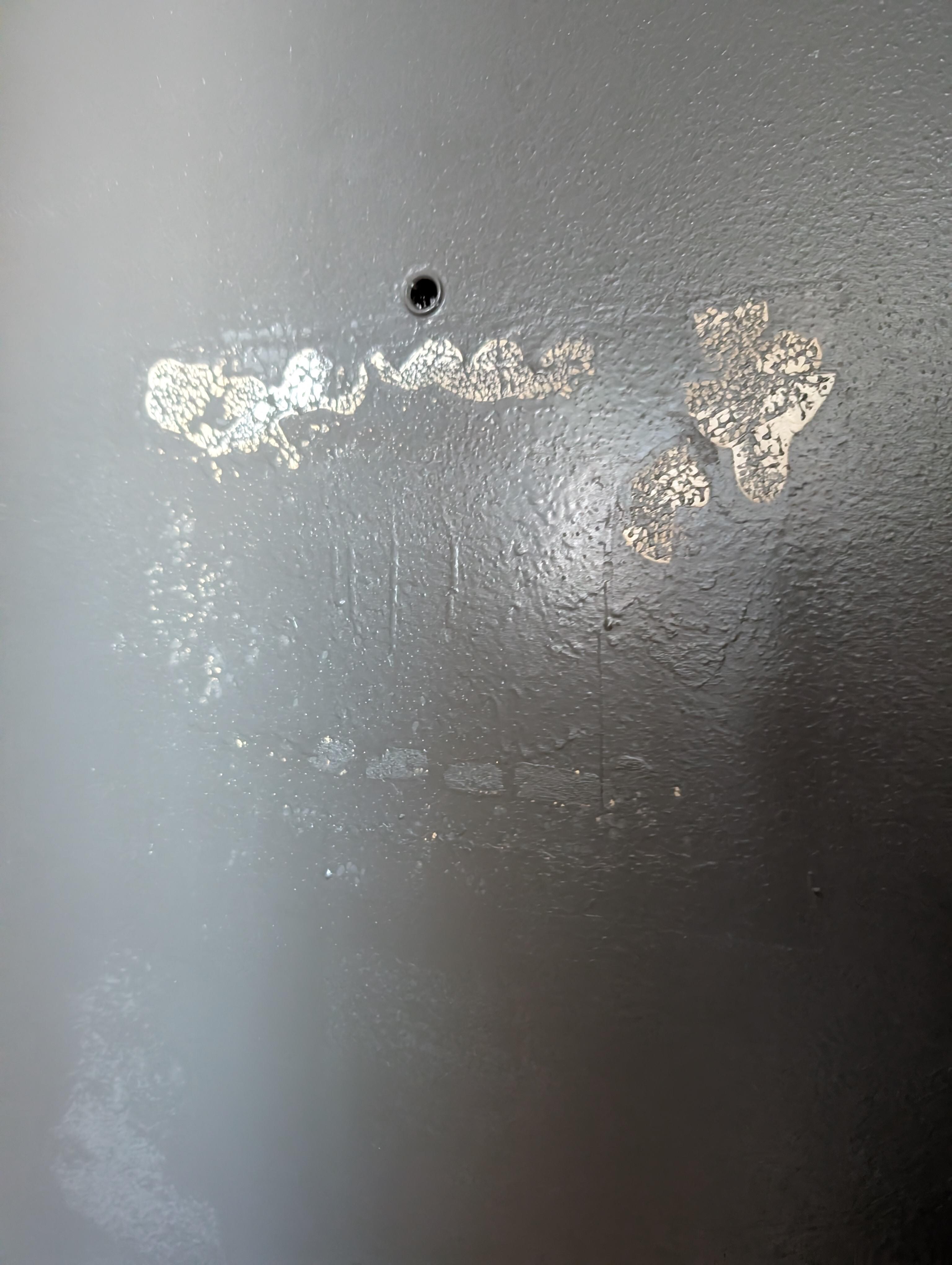 emergency exit map torn off the door