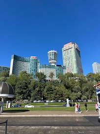 Photo of hotel from down by the falls.
