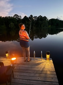 Fishing off the dock in the evening
