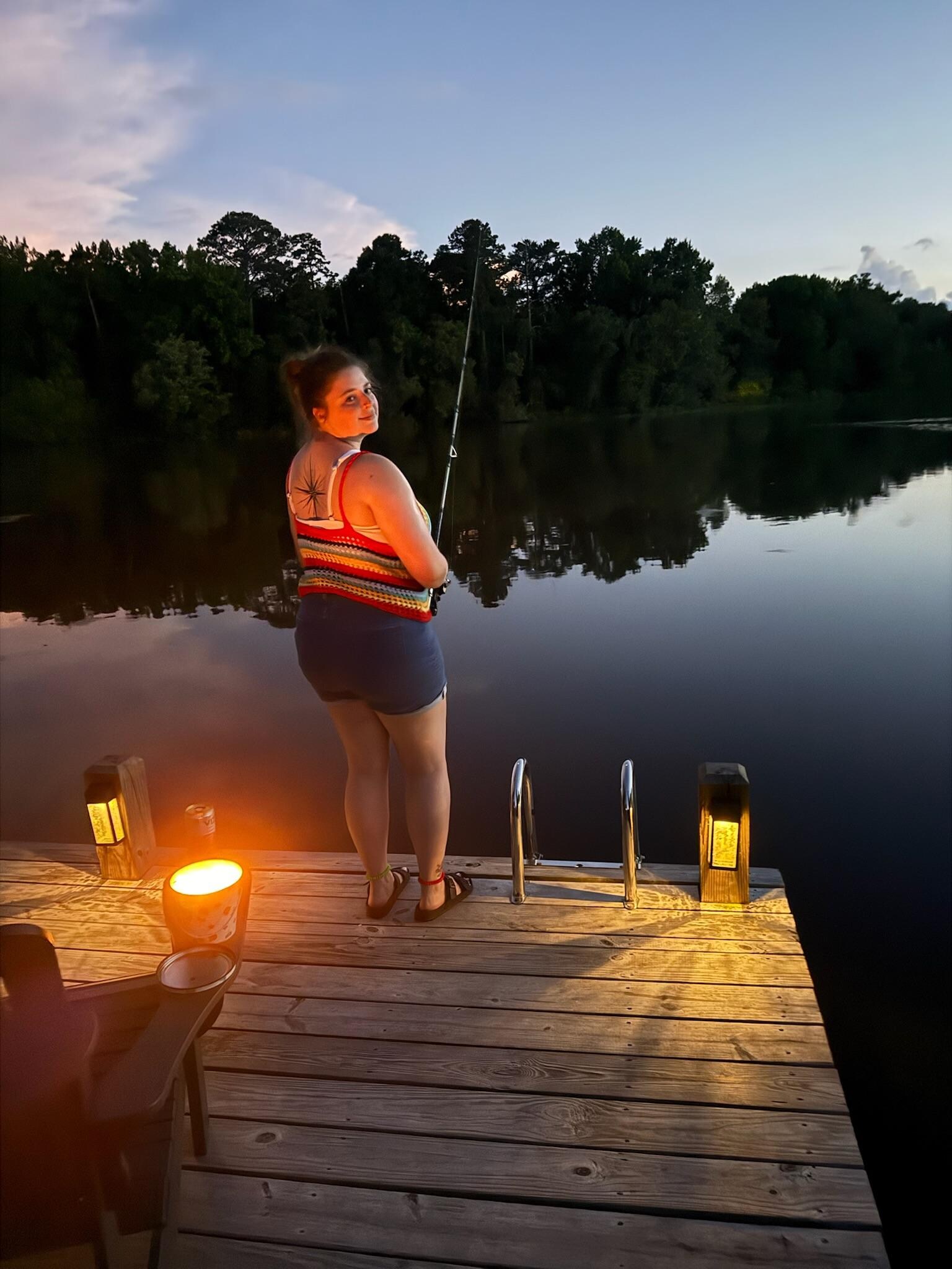 Fishing off the dock in the evening 