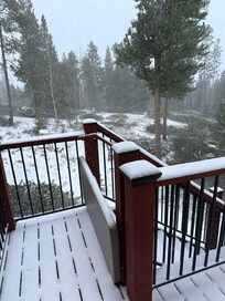 Snow on part of deck