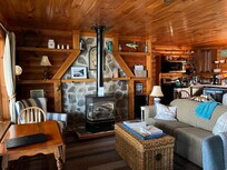 Cozy living room with lots of books