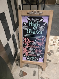 Folding sign near second elevator