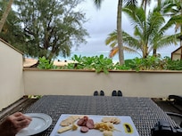 snacks on our deck with a beautiful view