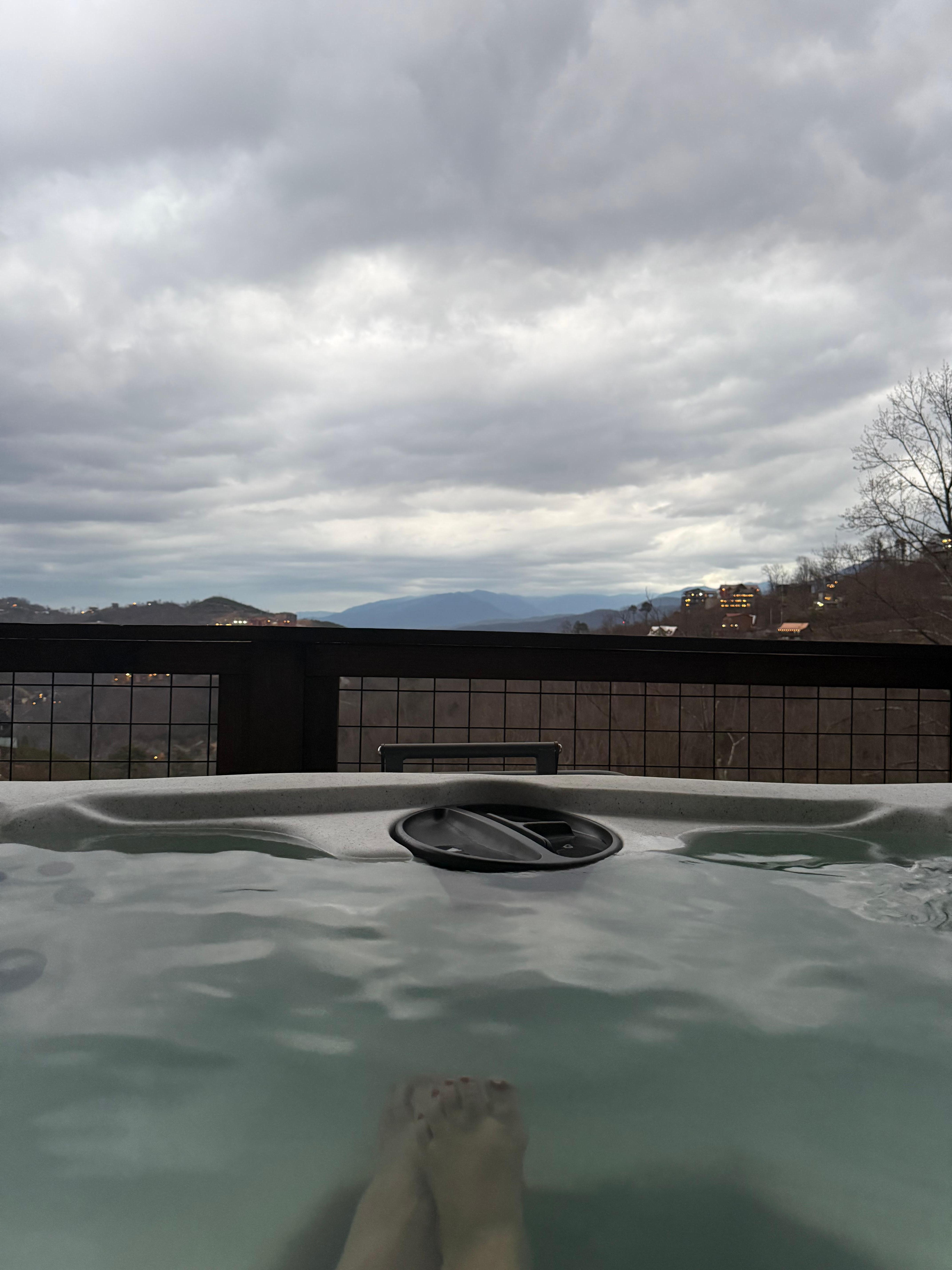 View from the hot tub on the back deck. 