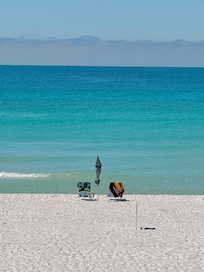 Our 15 feet of private beach and equipment provided