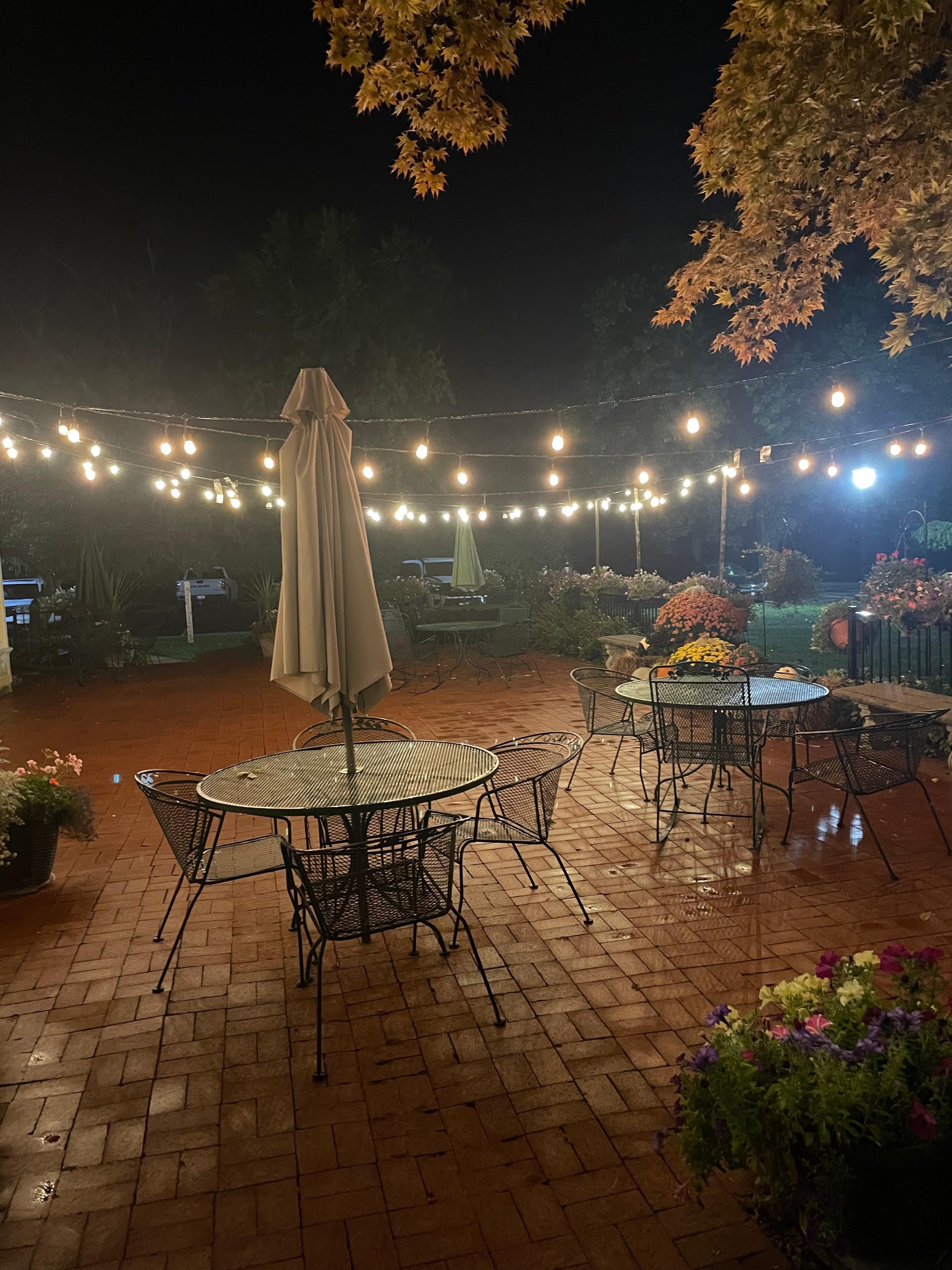 Back patio at night