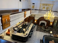 Looking down at the Bar area