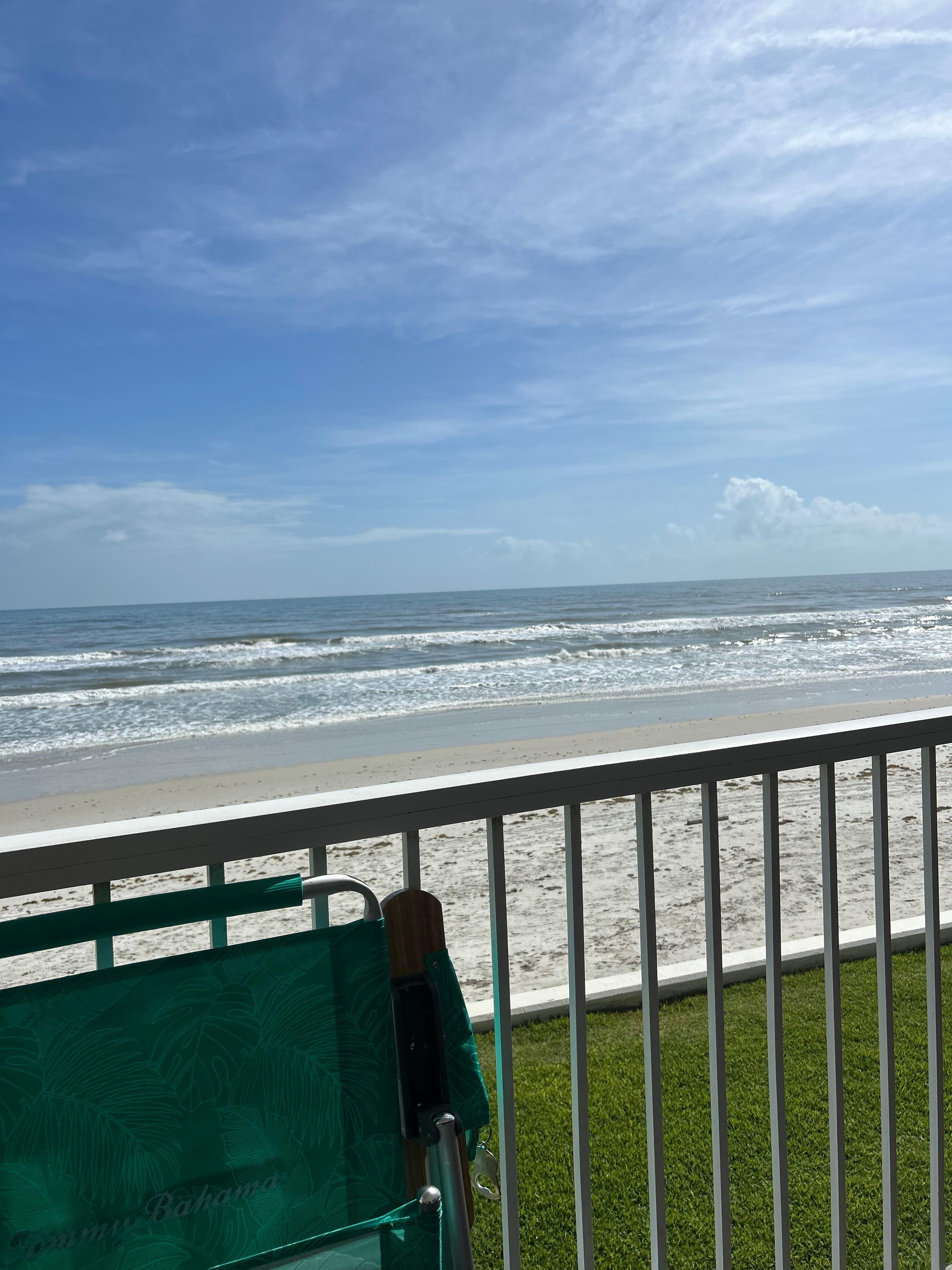 Balcony view…it’s very spacious and we ate many breakfasts here. Also lots of beach chairs, toys, and boogie boards!