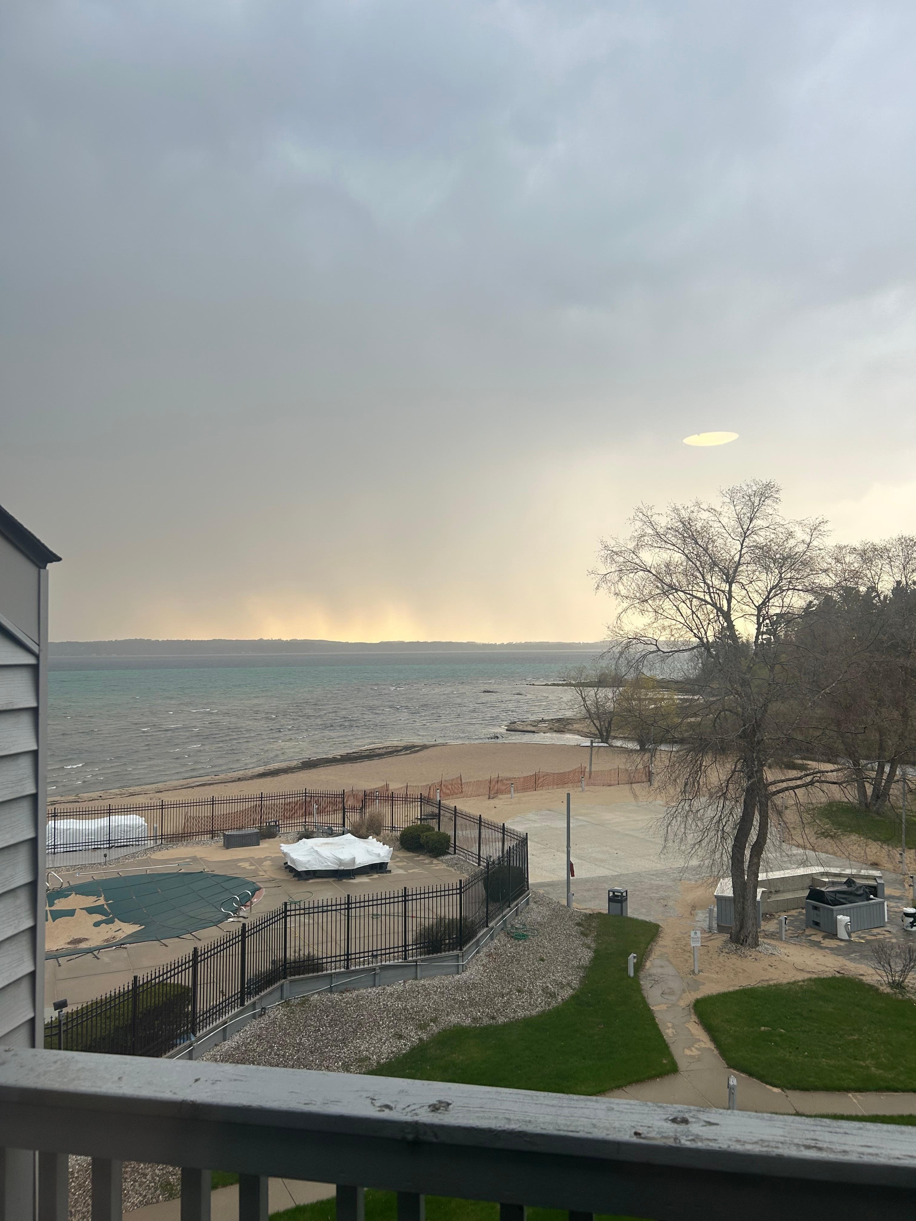 View from the balcony during an early May storm.