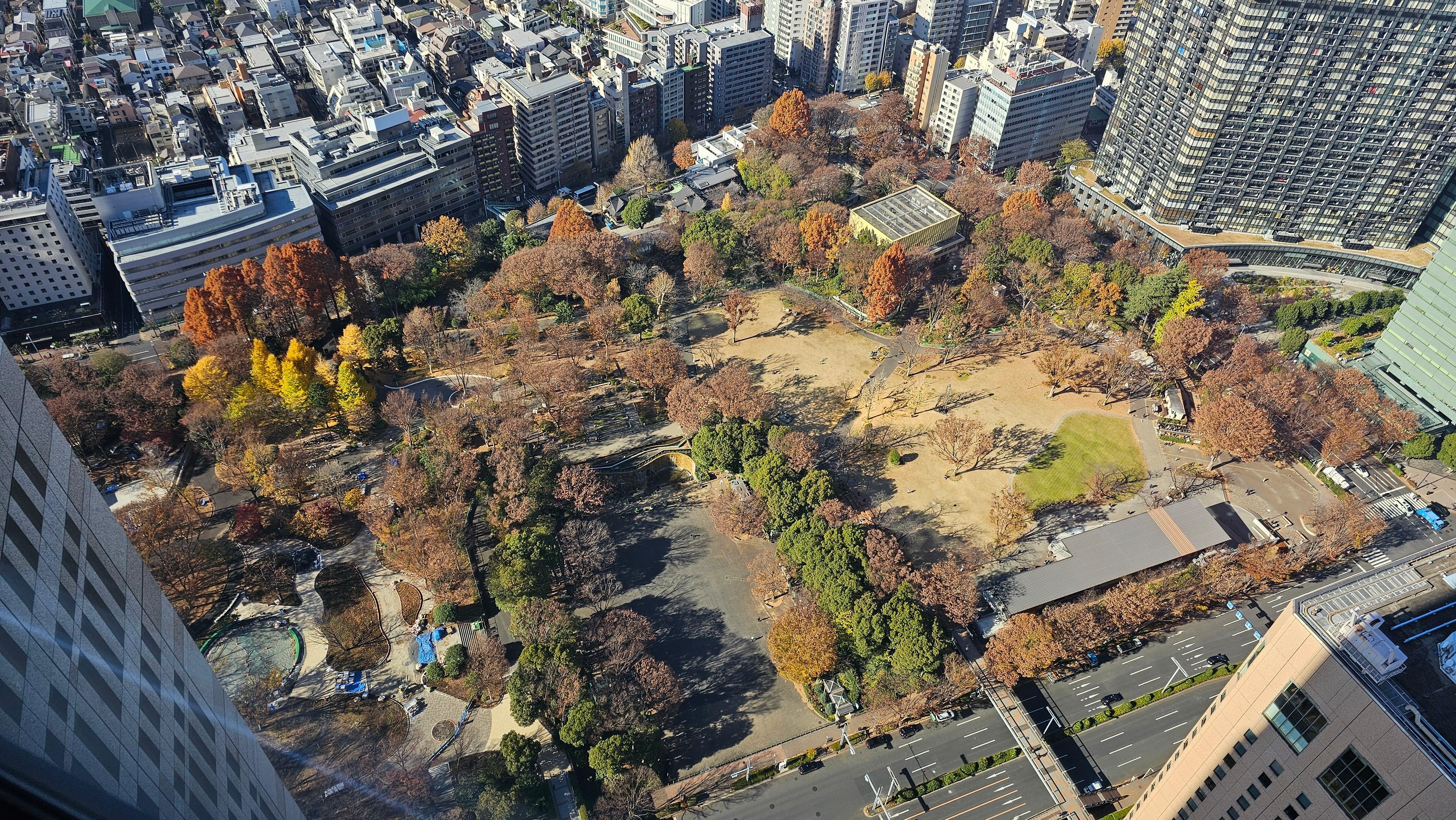 Hotel liegt direkt am Chuo Park in Nachbarschaft zum Metropolitan Government Building (Aufnahme von der Aussichtsplattform)