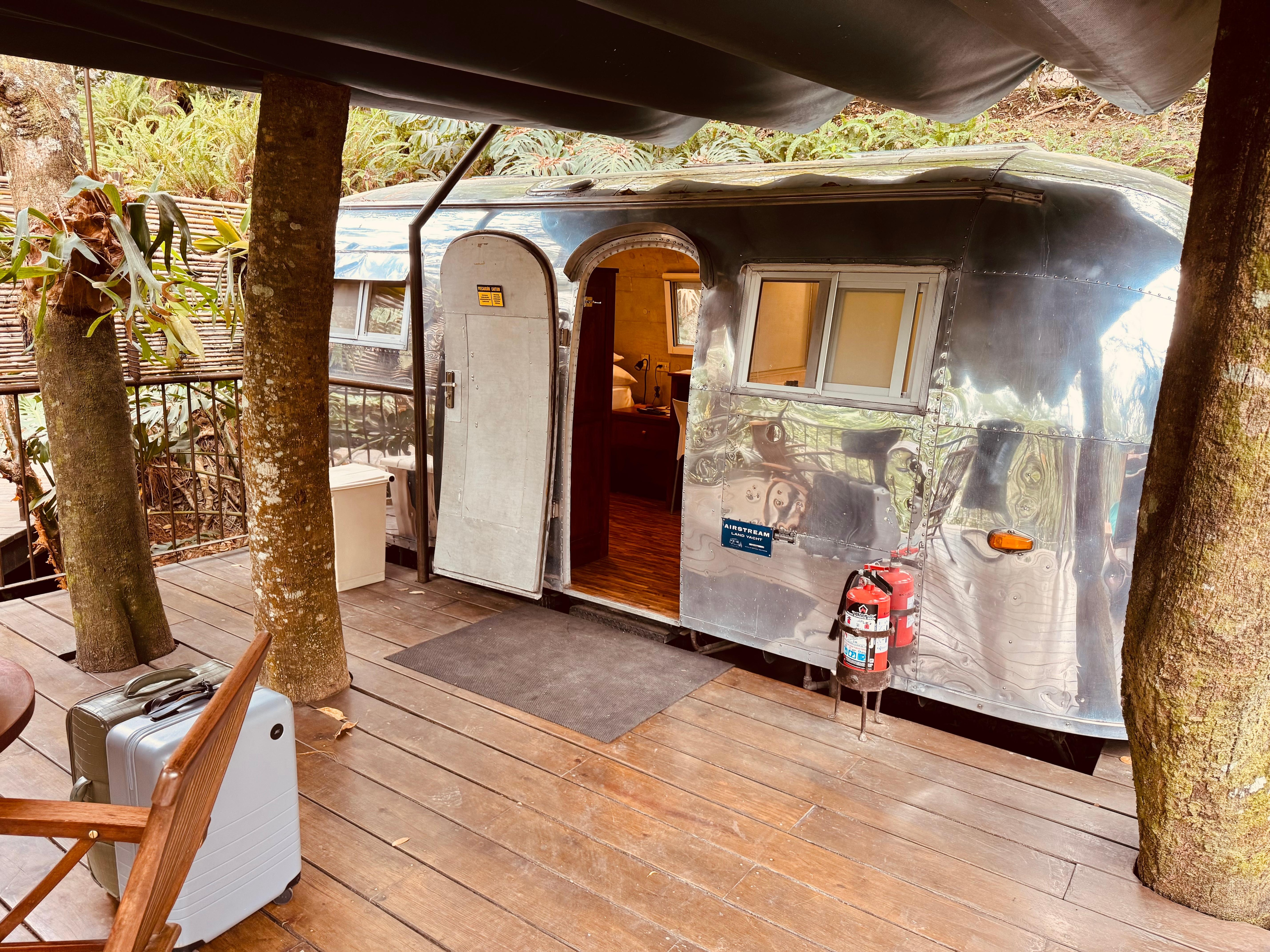 Cylinder like camper with plenty of room inside. 