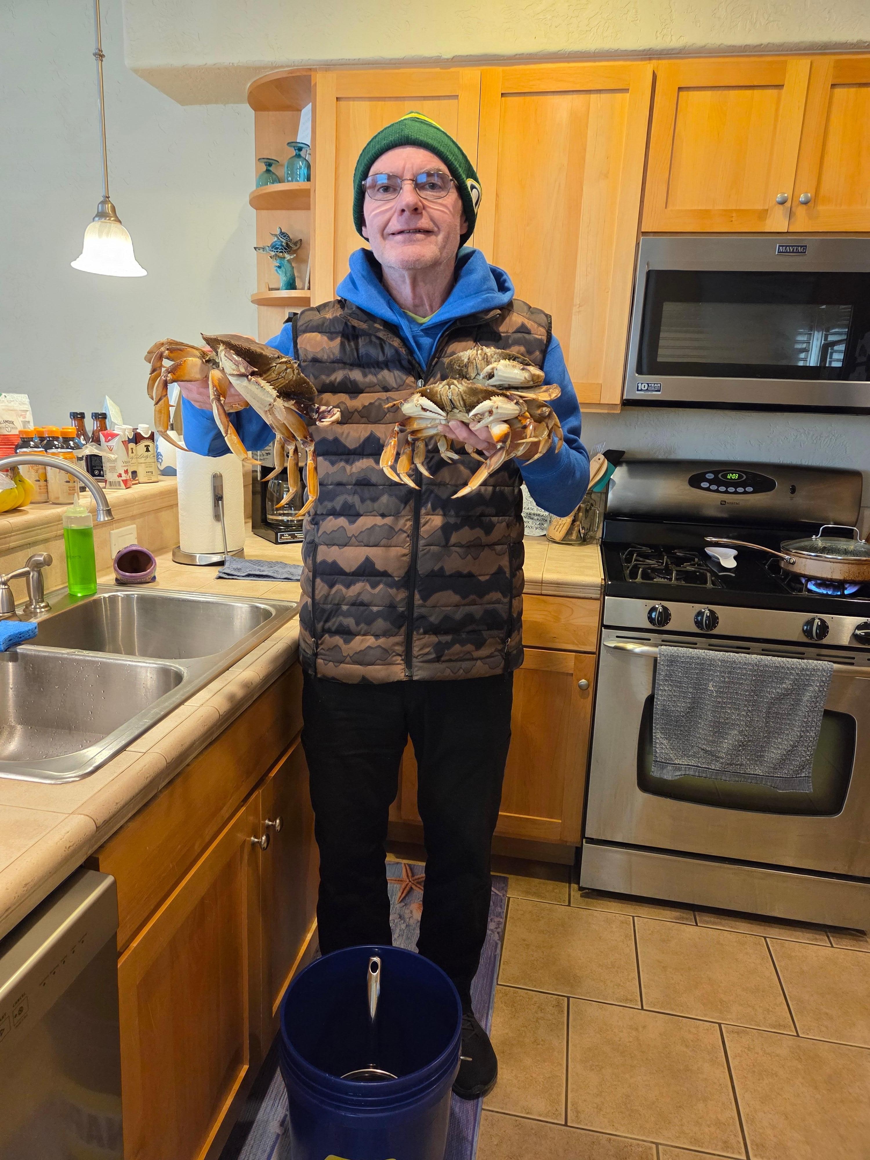 Dungeness crabs caught at the sand spit at the mouth of the Rogue river between the jetty's. (No boat required) 