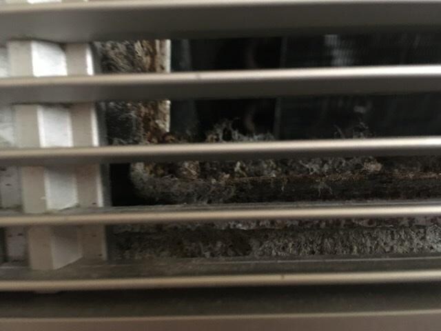 Filthy air conditioner vent; not a healthy situation