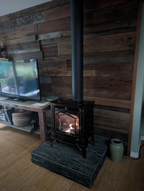 The stove added a cozy vibe!